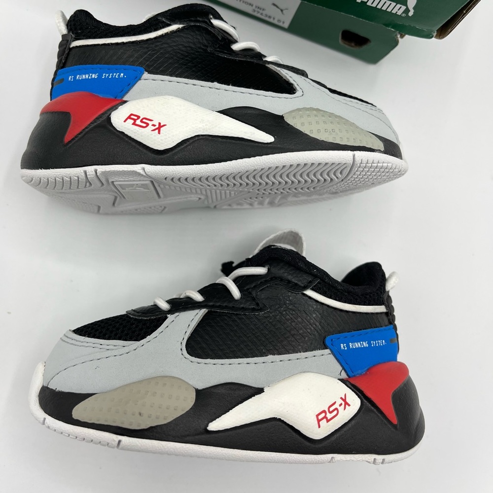 Puma RS-X
Size 4c Toddler 
Brand New/ never worn 
Black/multicolor 
Original Box - Picture 6 of 9